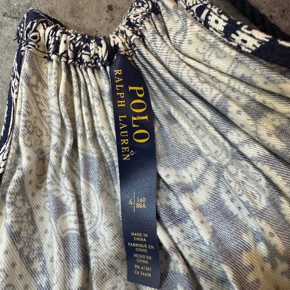 POLO RALPH LAUREN Pattern Mix Keyhole Neck Sleeveless Maxi Dress In Blue Banda - Picture 5 of 9